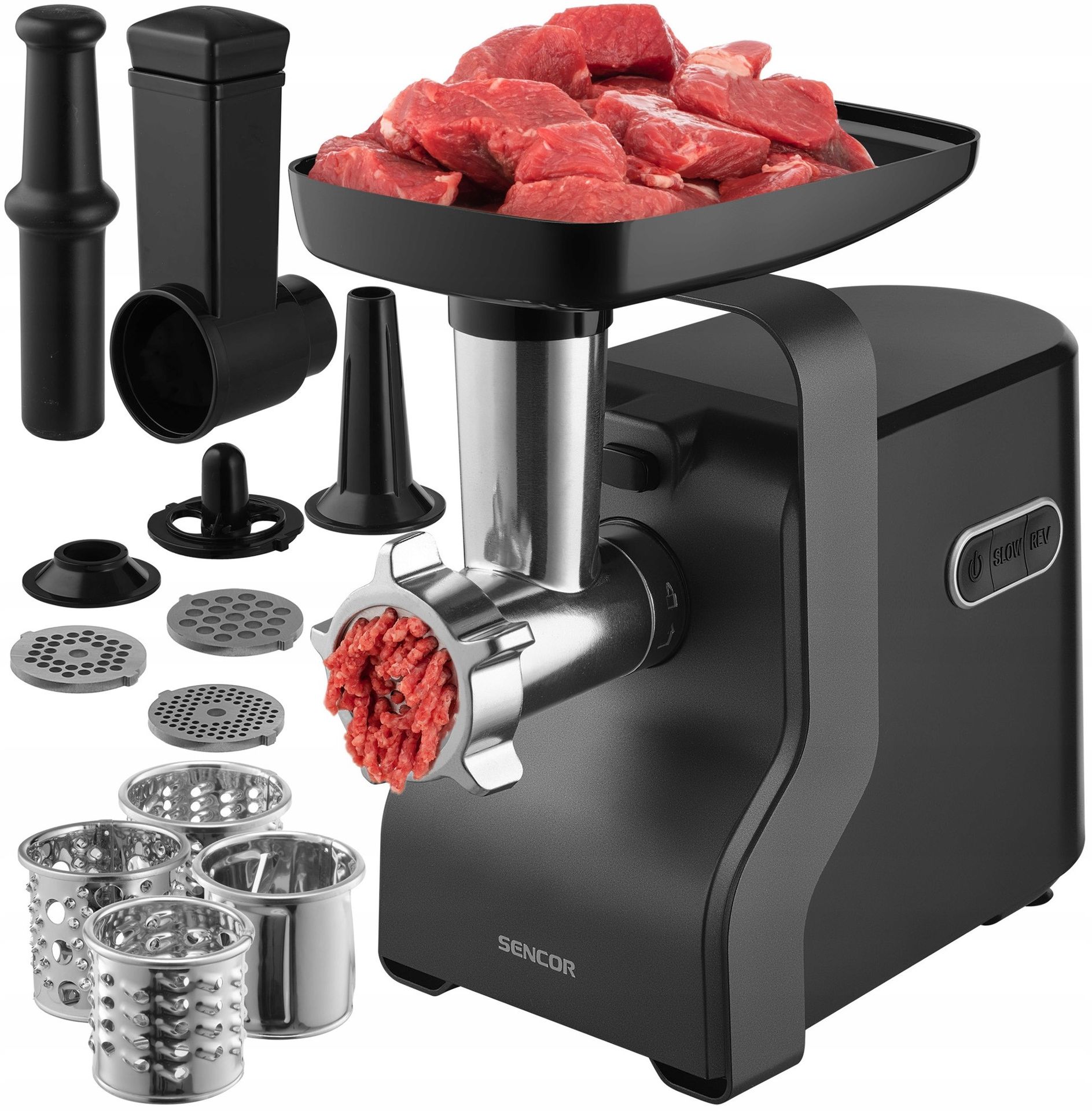 Zestaw Maszynka Do Mielenia Mięsa Krajalnica I Szatkownica 3w1 Sencor 2100W